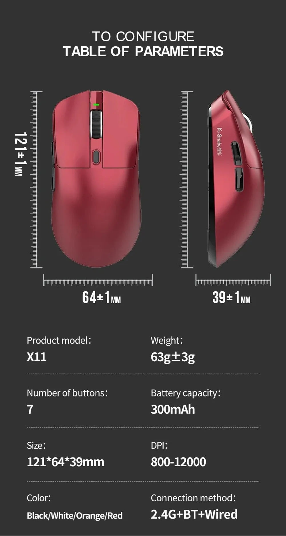 Ratón Bluetooth X11 PAW3311 multimodo, ratón inalámbrico táctil RGB de 12000 DPI, ratón programable de alta precisión para juegos, uso para juegos