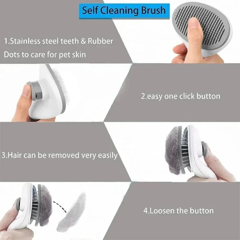 Cepillo para perros y gatos, peine autolimpiante para quitar el pelo de mascotas, herramientas de aseo para perros y gatos, peine para desmastar mascotas, accesorios para perros